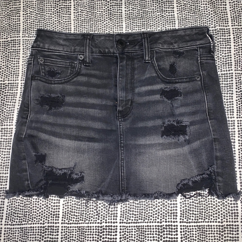 Mini Black Jean Skirt